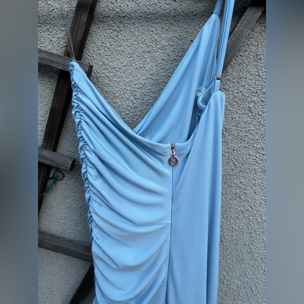 Nookie Aria One Shoulder Asymmetrical Gown Maxi Ruched in Blue New with Tags! - Picture 11 of 13